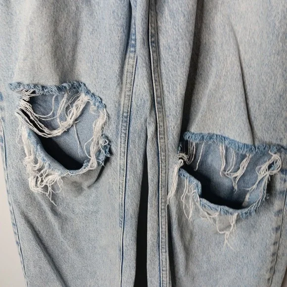 Good American Good '90s Jeans Womens Size 8/29 Blue Destroyed Denim Straight Leg - Picture 6 of 13